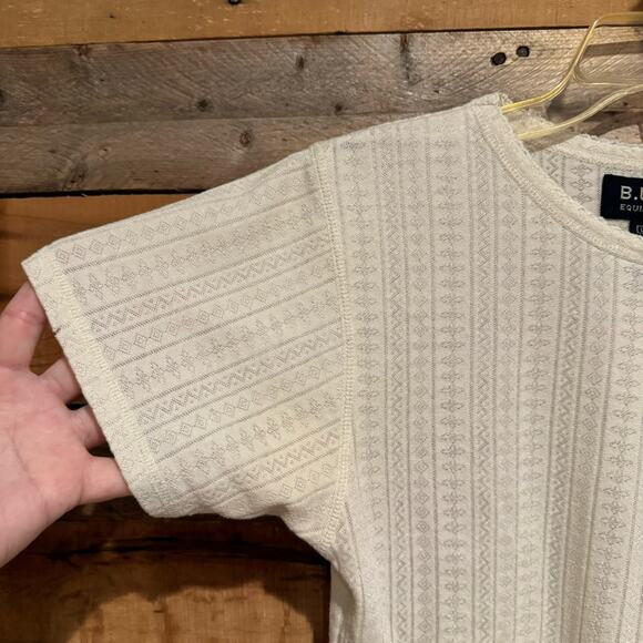 VINTAGE B.U.M. Equipment Y2K Pointelle Knit Baby Tee Short Sleeve Top Size L - Picture 3 of 9